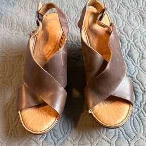 Born Dark Brown Leather Women's Sandals